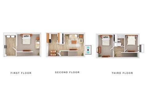 Floor plan for 2 beds, 1 bath, 1250 sqft